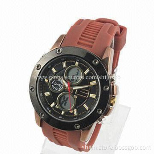 Men's silicone sports vogue watches with double movement